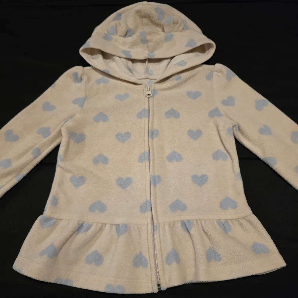 The Childrens Place Girls‎ Heart Zip Up Jacket Sweater Bear Ears Pink Size 4T